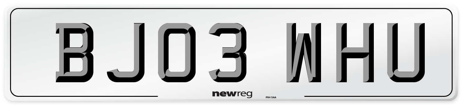 BJ03 WHU Number Plate from New Reg